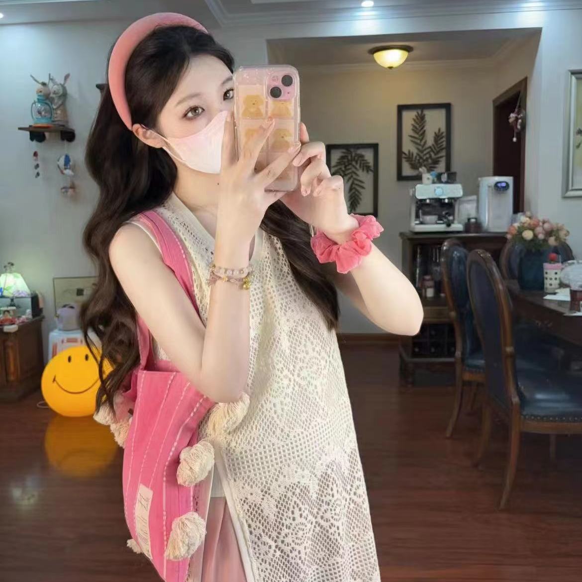 Korean-Style Multi-Color Tassel Shoulder Bag - Unique Artistic Striped Underarm Canvas Bag for Casual Outfits