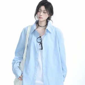 Korean Style Oversized Black Long Sleeve Shirt for Women - High-End Casual Autumn Top with 