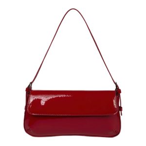 Korean Style Patent Leather Baguette Bag 2025 - Simple Underarm Shoulder Handbag for Commuting, Chic High-End Fashion Accessory