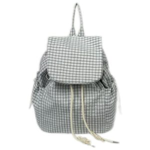 Korean-Style Plaid Drawstring Backpack - Large Capacity Lightweight Nylon Student Commuter Bag