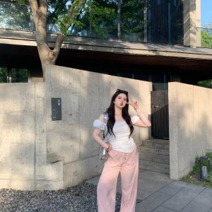 Korean Style Plus Size Ultra-Thin Cargo Pants for Women - Casual Outdoor Mountaineering Feu Parachute Design