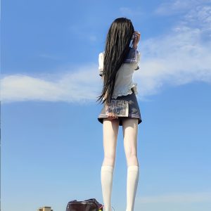 Korean-Style Pudding Bear Bodycon Top for Women - Slimming Summer Uniform in Sweet and Spicy College Style