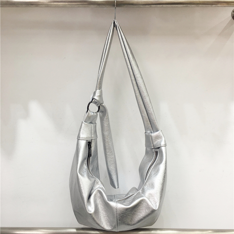 Korean-Style Retro Soft Leather Dumpling Bag - Large Capacity, Wrinkled Design, Casual Versatile Shoulder & Crossbody Bag