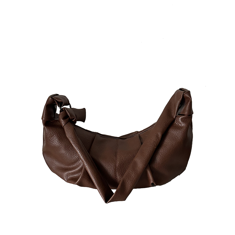 Korean-Style Retro Soft Leather Wrinkled Dumpling Bag, Casual Versatile Crossbody Shoulder Bag, Chic Croissant Horn Design Korean-Style Retro Soft Leather Wrinkled Dumpling Bag, Casual Versatile Crossbody Shoulder Bag, Chic Croissant Horn Design