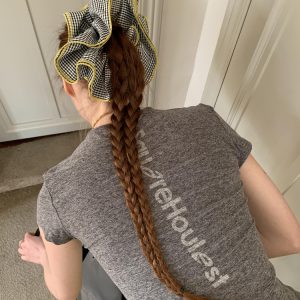 Korean Style Short-Sleeve Slim-Fit Cotton T-Shirt with Sports Letter Print for Women - High Stretch, Trendy Casual Wear