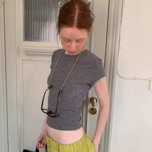 Korean Style Short-Sleeve Slim-Fit Cotton T-Shirt with Sports Letter Print for Women - High Stretch, Trendy Casual Wear