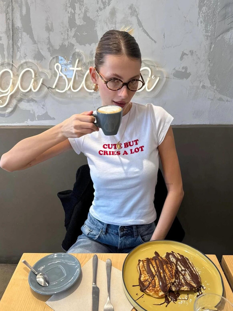 Korean Style Slim-Fit High-Stretch Cotton Short Sleeve T-Shirt for Women - Basic Sports Letter Design Korean Style Slim-Fit High-Stretch Cotton Short Sleeve T-Shirt for Women - Basic Sports Letter Design