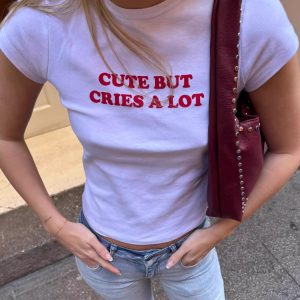 Korean Style Slim-Fit High-Stretch Cotton Short Sleeve T-Shirt for Women - Basic Sports Letter Design