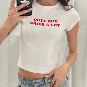 Korean Style Slim-Fit High-Stretch Cotton Short Sleeve T-Shirt for Women - Basic Sports Letter Design