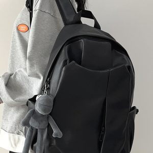 Korean-Style Soft Leather Laptop Backpack for Men & Women, Large Capacity Dual-Use High-End Student Book Bag