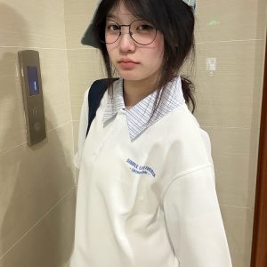 Korean Style Striped Patchwork Polo Collar White Short Sleeve T-Shirt for Women - Summer 2023 Trendy College Top