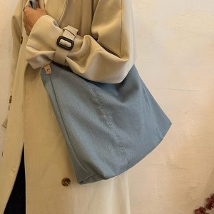 Korean-Style Vintage Large Capacity Denim Tote Bag for Women - 2025 Commuting Shoulder & Niche Crossbody Bag