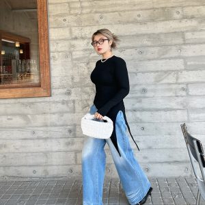 Korean-Style Washed High-Waisted Wide-Leg Jeans for Women, Loose Vintage Straight Pants, Spring Fashion Trousers