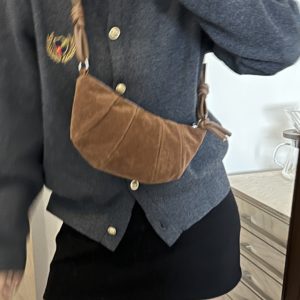 Korean Style Women's Horn-Shaped Suede Dumpling Bag - Trendy 2025 Versatile Shoulder & Crossbody Bag