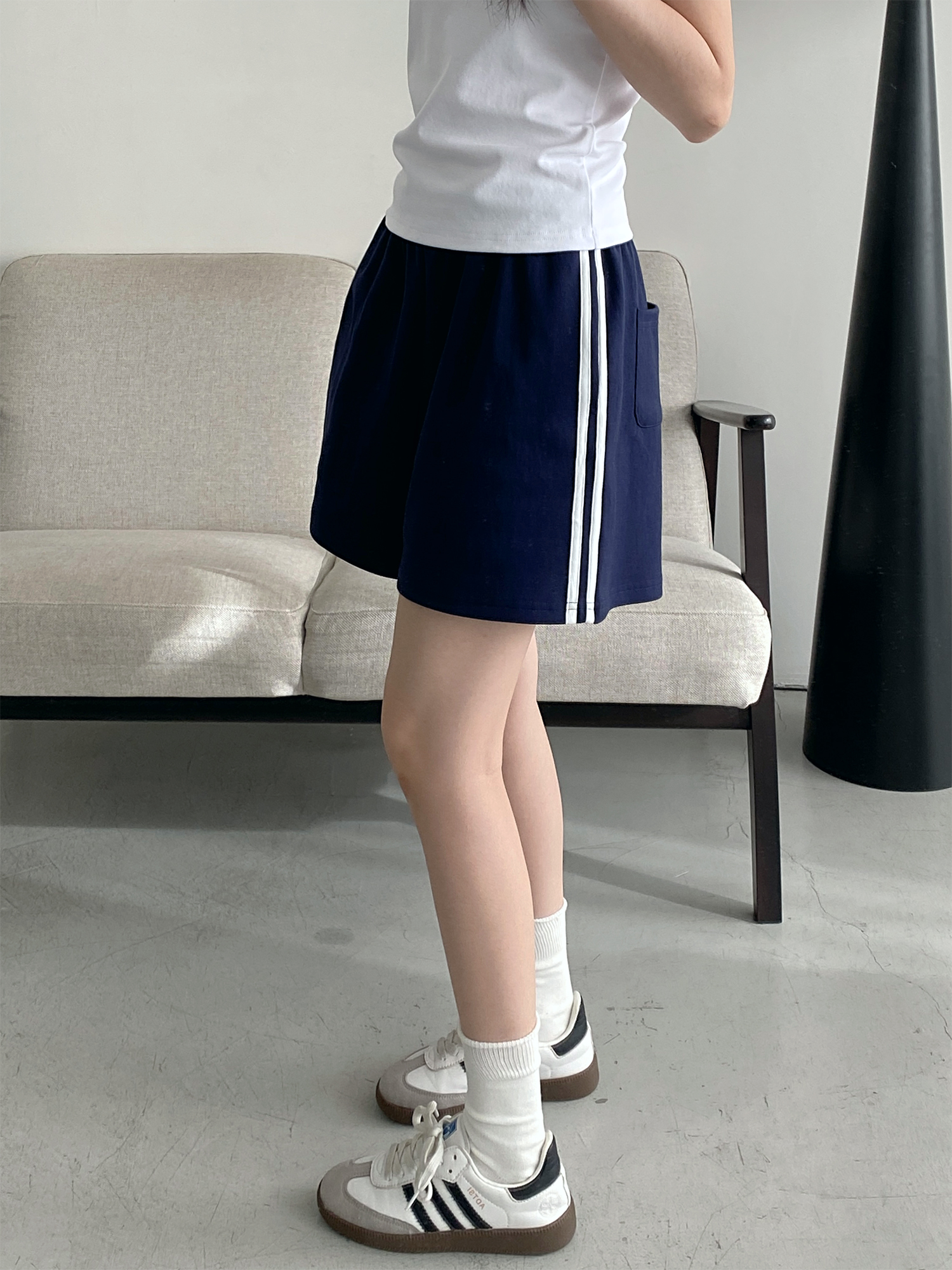 Korean Style Women's Summer Casual Striped Sports Shorts - Sun Grapefruit Straight-Leg Five-Point Sweatpants Korean Style Women's Summer Casual Striped Sports Shorts - Sun Grapefruit Straight-Leg Five-Point Sweatpants