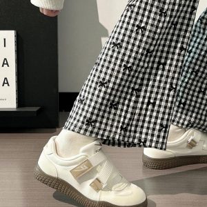 Korean Style Women's Versatile Breathable White Velcro Sneakers - Niche Design for Spring and Summer