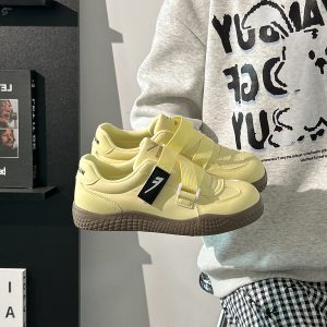 Korean Style Women's Versatile Breathable White Velcro Sneakers - Niche Design for Spring and Summer