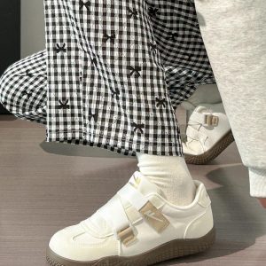 Korean Style Women's Versatile Breathable White Velcro Sneakers - Niche Design for Spring and Summer
