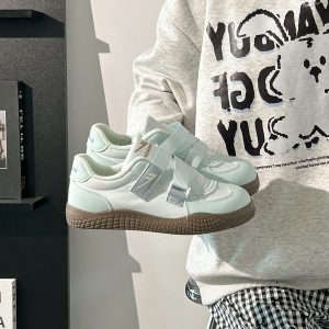 Korean Style Women's Versatile Breathable White Velcro Sneakers - Niche Design for Spring and Summer