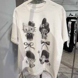 Korean Style Youthful Kitty Cartoon Print Casual Loose Fit Pure Cotton Short-Sleeve T-Shirt Top