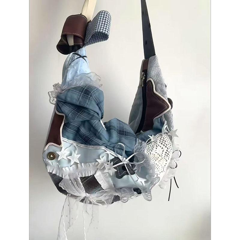 Lace Bow Spliced Dumpling Bag - Versatile Large Capacity Shoulder Crossbody Tote for Women, Perfect for Commuting and Daily Use