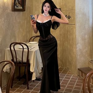 Lace Camisole and Fishbone Long Skirt Set for Women - Spring 2025 Sexy Fashion, Chic Look, Perfect for 90s and Y2K Styles