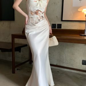 Lace Camisole and Fishbone Long Skirt Set for Women - Spring 2025 Sexy Fashion, Chic Look, Perfect for 90s and Y2K Styles