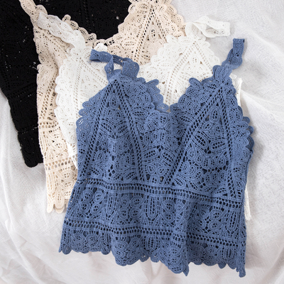 Lace Crochet Hollow-Out Bohemian Summer Beach Tank Top for Women - Perfect Vacation Cover-Up