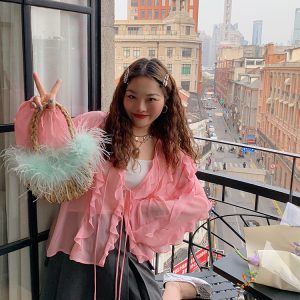 Lace Edge Chiffon Cardigan for Women - Sheer Plus Size Sun Protection Top, Thin and Airy for Spring and Summer Fashion