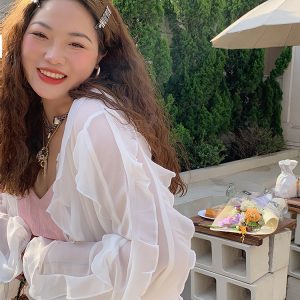 Lace Edge Chiffon Cardigan for Women - Sheer Plus Size Sun Protection Top, Thin and Airy for Spring and Summer Fashion