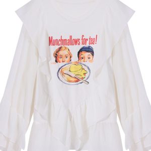 Lace-Edged Chiffon Shirt for Women, Loose Plus Size, Stylish Fashion Top, Belly-Covering, 90s-Inspired Chic Blouse