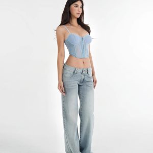 Lace Fishbone Corset Top with Straps for Layering - Y2K Style Fashion Must-Have for Outfits