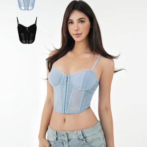 Lace Fishbone Corset Top with Straps for Layering - Y2K Style Fashion Must-Have for Outfits