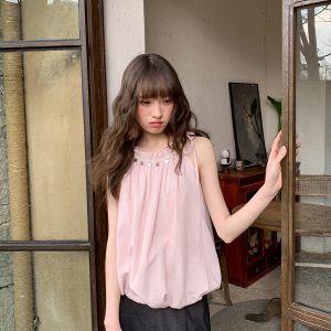 Lace Flower Bud Neck Hanging Vest for Women - Stylish Summer 2025 Top, Age-Reducing Design, Perfect for Y2K and Korean Style