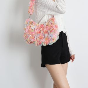 Lace Flower Underarm Bag - Pink Fairy Romantic Crossbody Bag for Spring/Summer, Sweet Girl Aesthetic, Niche Design