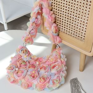 Lace Flower Underarm Bag - Pink Fairy Romantic Crossbody Bag for Spring/Summer, Sweet Girl Aesthetic, Niche Design