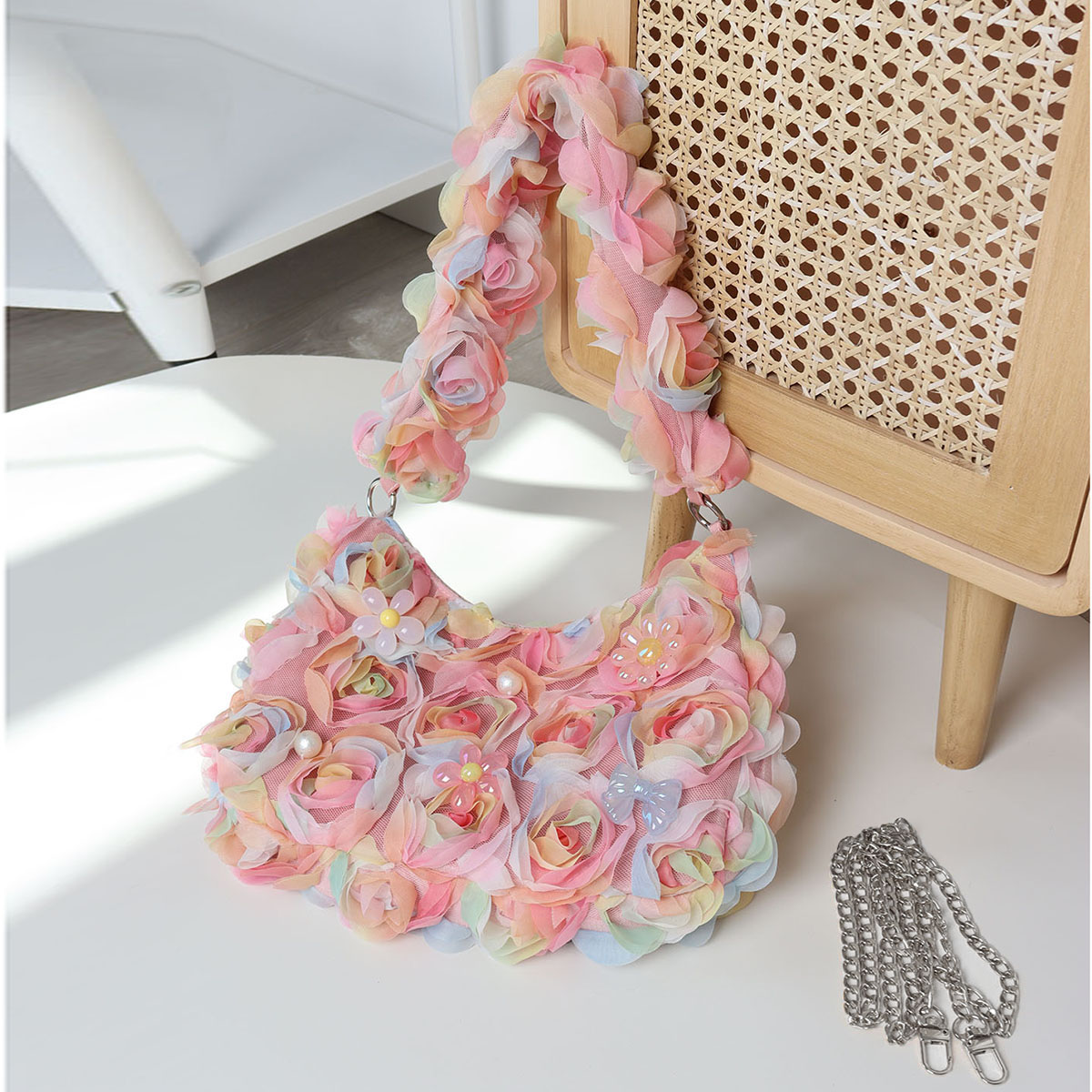 Lace Flower Underarm Bag - Pink Fairy Romantic Crossbody Bag for Spring/Summer, Sweet Girl Aesthetic, Niche Design