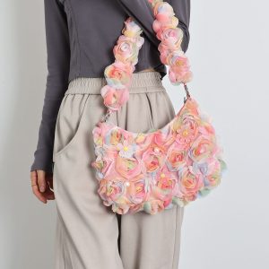 Lace Flower Underarm Bag - Pink Fairy Romantic Crossbody Bag for Spring/Summer, Sweet Girl Aesthetic, Niche Design