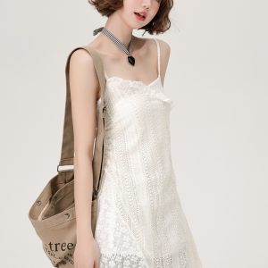 Lace Hollow-Out Camisole Dress for Women - Summer Layered Loose Slimming Dress, Girly Style, Niche Fashion, Y2K Trend