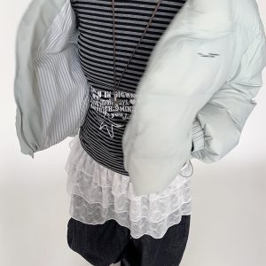 Lace Jacquard Bow Short Layered Petticoat Skirt - Three-Tiered Puff A-Line Dress for 90s Y2K Inspired Fashion