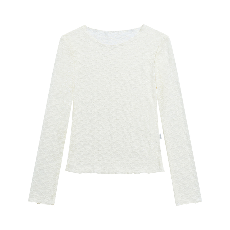 Lace Mesh Long Sleeve Versatile Layering Tee - Trendy Base Shirt for 90s and Y2K Fashion Styles