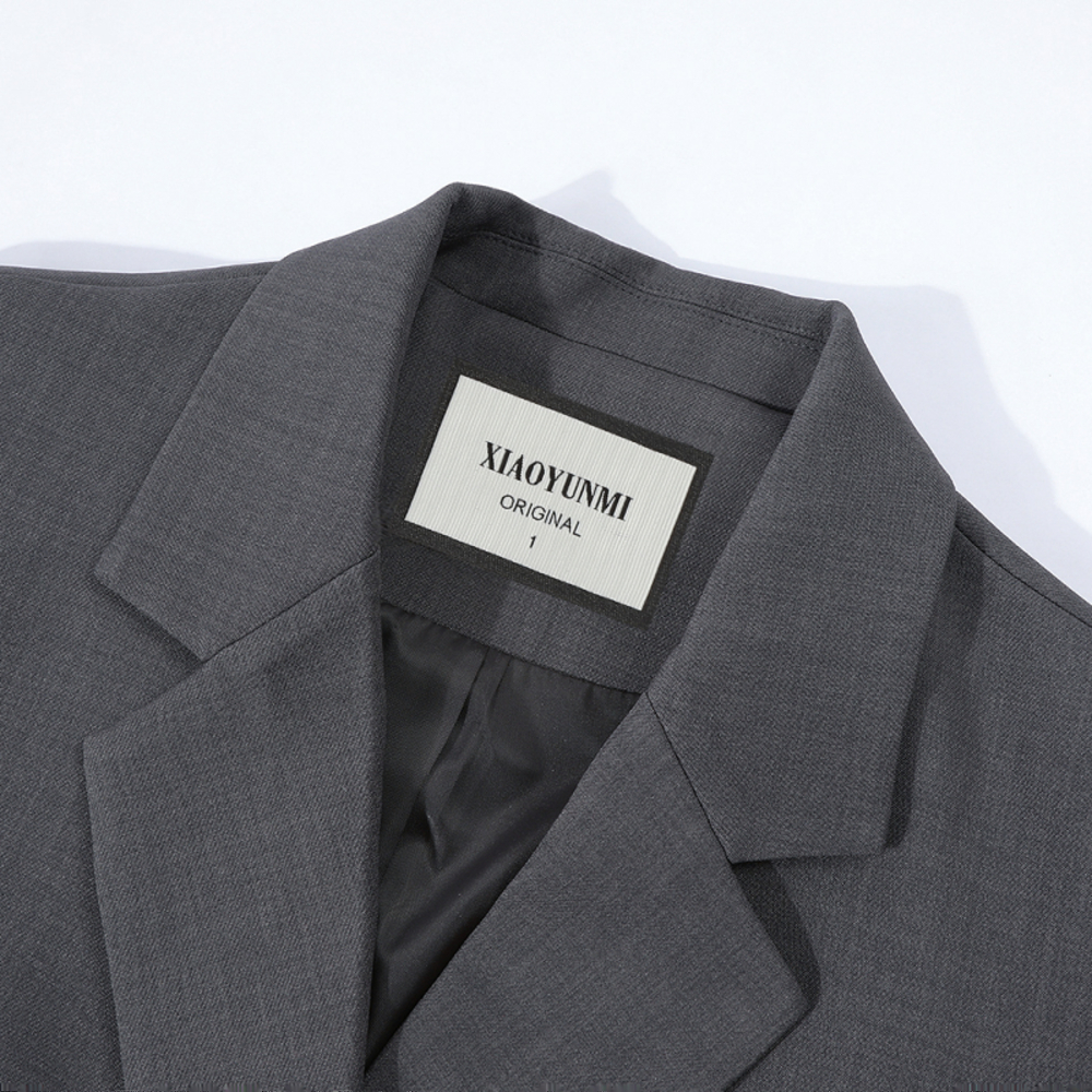 Lace Spliced Suit Jacket for Women - Spring 2025 Gray Blazer, Trendy 90s-Inspired Style for a Chic Look