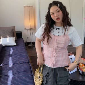 Lace Spliced Waist-Defining Cami Top for Women - Summer 2025 French Style Outerwear - Elegant and Trendy Fashion Piece