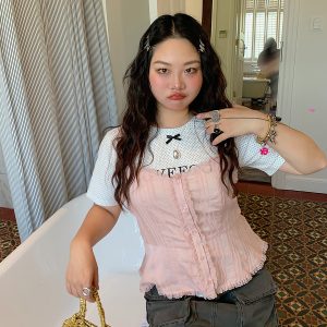 Lace Spliced Waist-Defining Cami Top for Women - Summer 2025 French Style Outerwear - Elegant and Trendy Fashion Piece