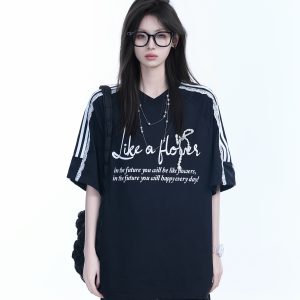 Lace Splicing Pearl Bow Short Sleeve T-Shirt for Women, Loose Half Sleeve Top, Elegant 90s-Inspired Fashion