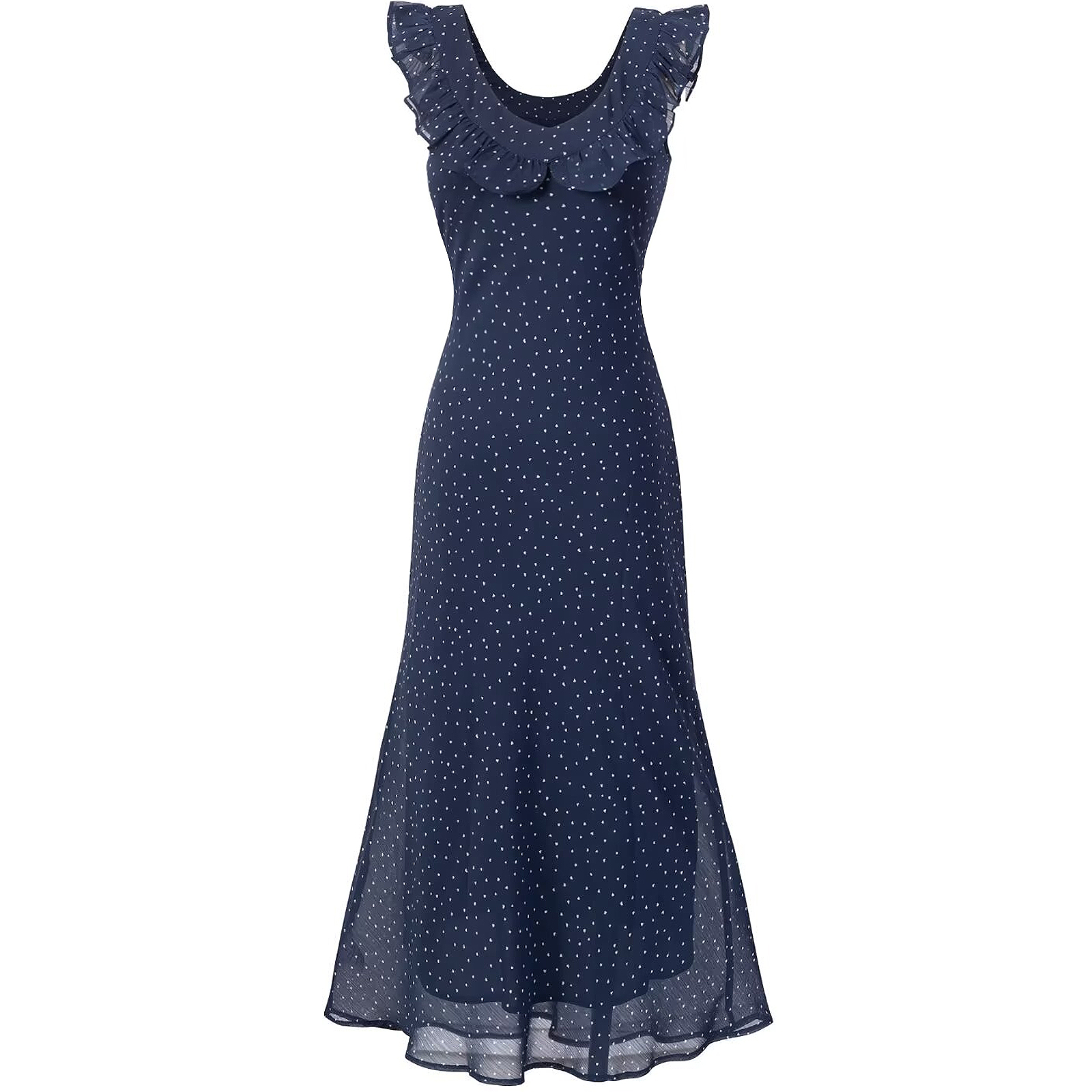 Lace Trim Polka Dot Dress with Flutter Sleeves and Waist Tie - Slim Fit Summer 2025 Women's Fashion