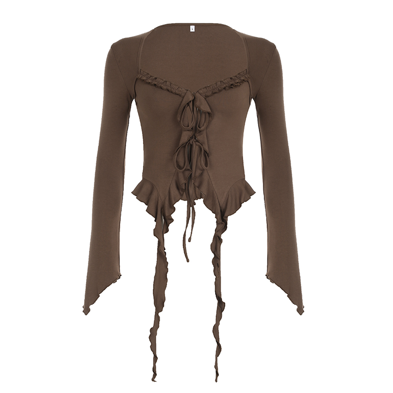 Lace-Trimmed Flowing Cardigan Top for Women - Vintage-Inspired Bell Sleeve Design, Niche Style, Bohemian Fashion