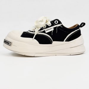 Lace-Up Canvas Shoes for Men and Women, Thick-Soled Height-Increasing Retro Sneakers, Niche National Trend Black Couple Shoes