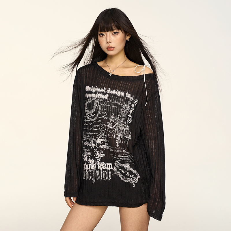 Lace-Up Off-Shoulder T-Shirt for Women - Summer Loose Fit American Style Top, Sweet & Spicy Versatile Cover-Up, Y2K Trend