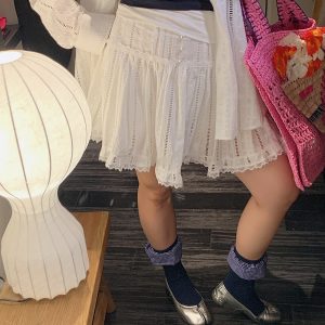 Lace-Up Shirt and Skirt Women's Set - Plus Size Summer 2025 Two-Piece Outfit in Trendy Korean Style